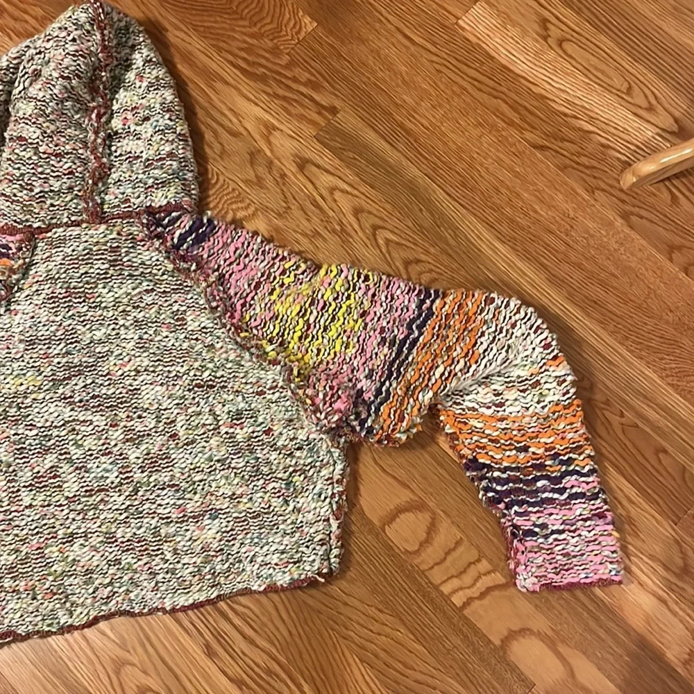 NWT Free People Winter Bright Hoodie in Rainbow Citrus Combo XS
